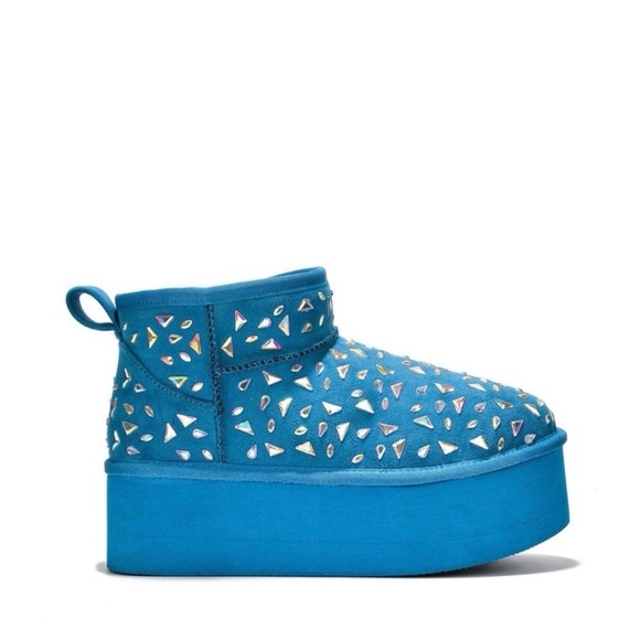 •CAPE ROBBIN• “Interble” Mini Platform Rhinestone Booties (blue) // NIB - Picture 3 of 14